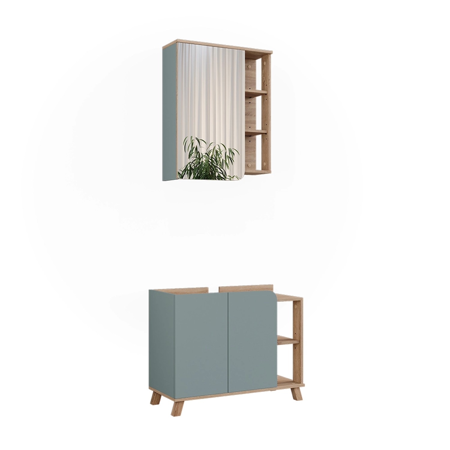 Vicco Badmöbel-Set Karen, Sonoma/Blau, 2 Teile, günstig online kaufen