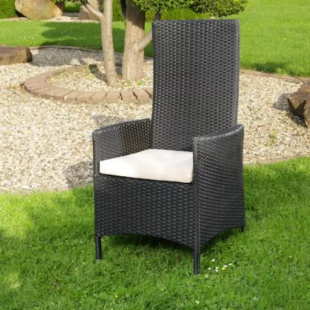 Mucola Garten hochlehner Sessel + Kissen Stuhl Balkon Sitzmöbel Rattansesse günstig online kaufen