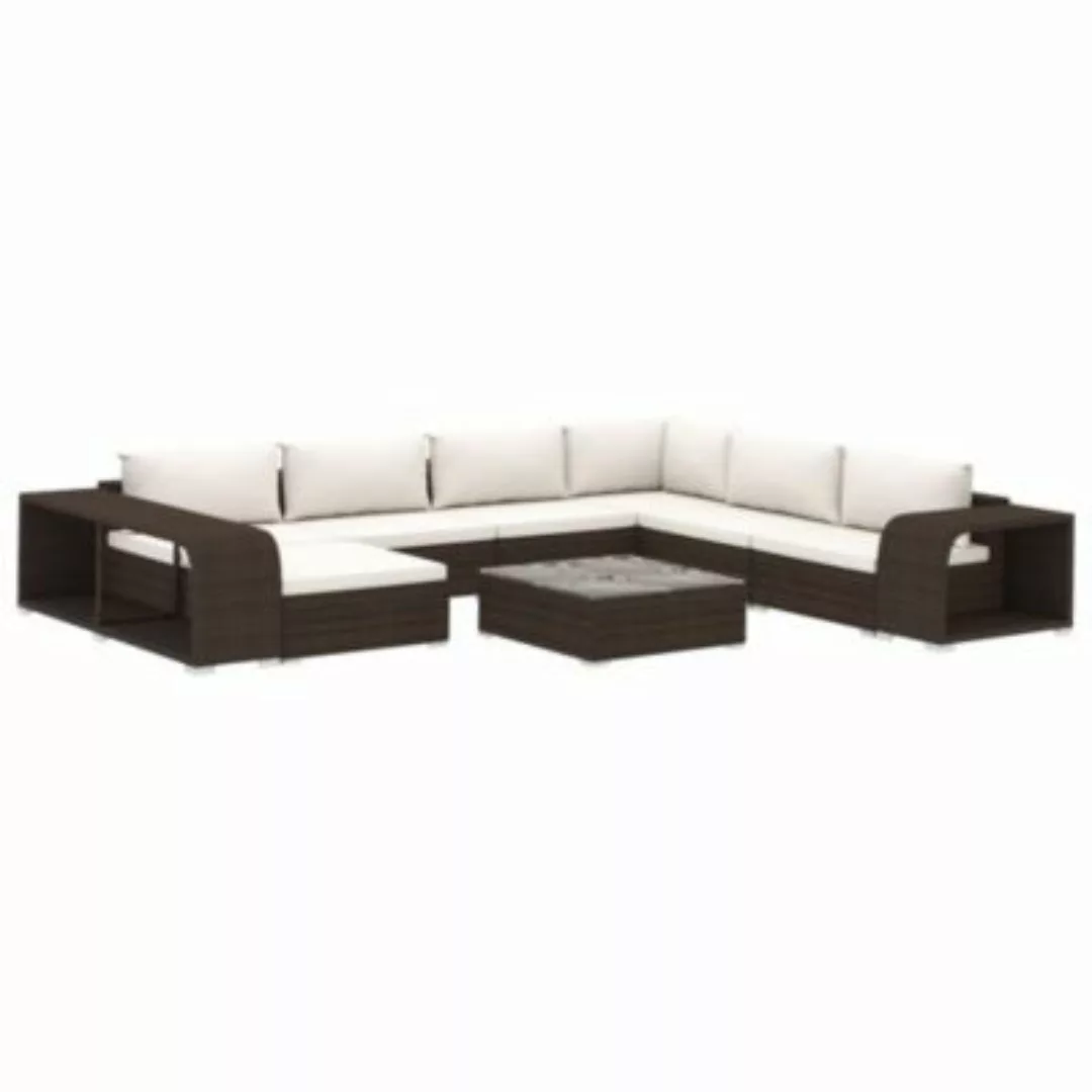 vidaXL 10-tlg. Garten-Lounge-Set mit Auflagen Poly Rattan Braun Gartensofa günstig online kaufen