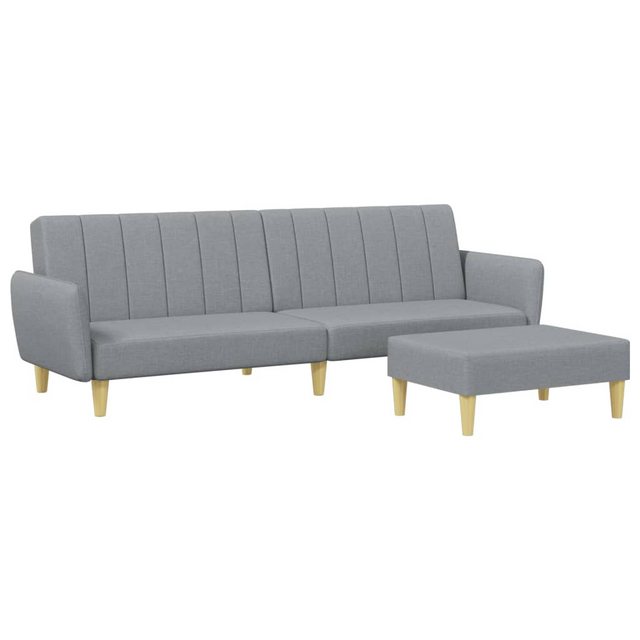 vidaXL Sofa Schlafsofa 2-Sitzer mit Fußhocker Hellgrau Stoff günstig online kaufen