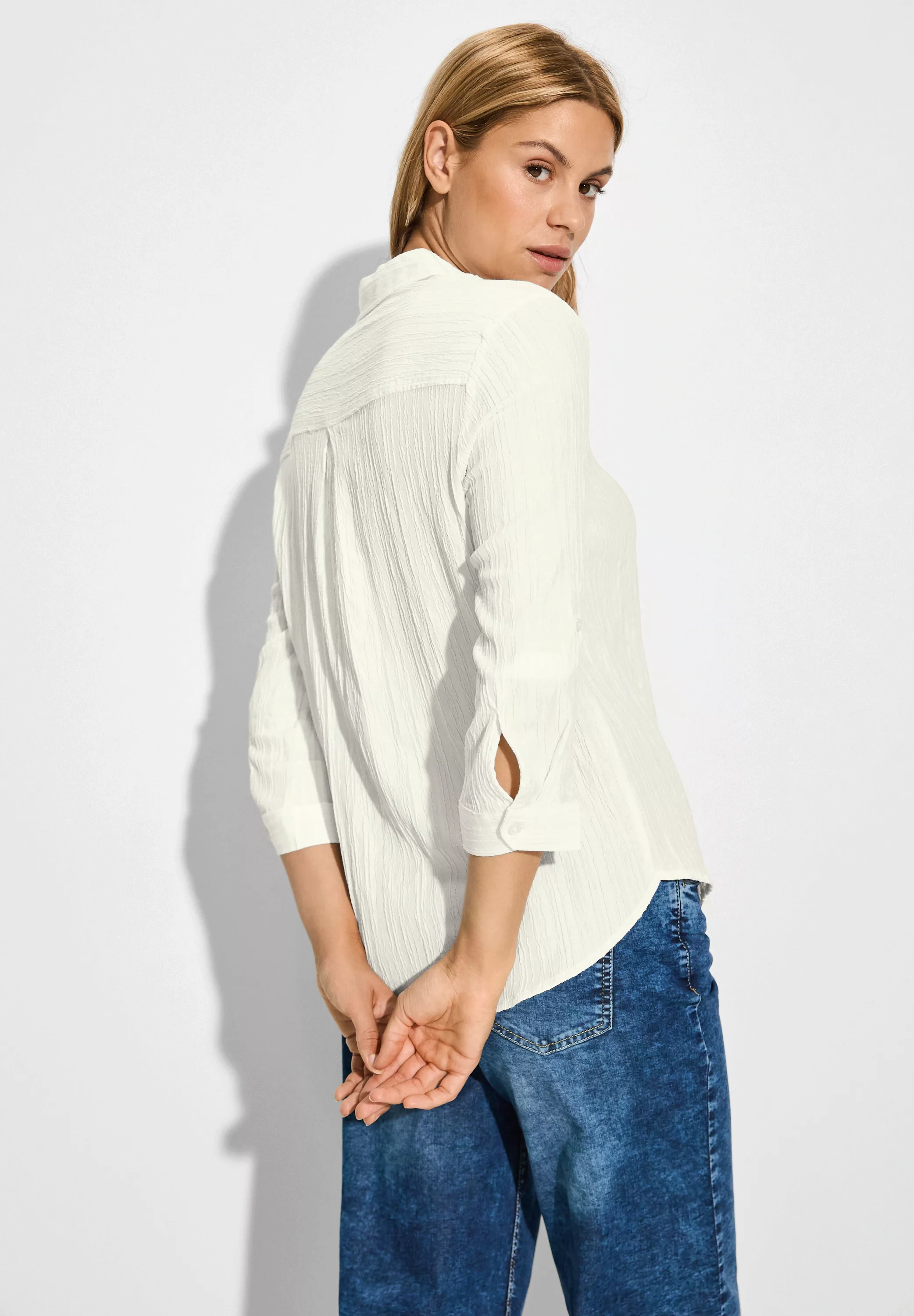 Cecil Blusenshirt Stripe Structure Blouse, vanilla white günstig online kaufen