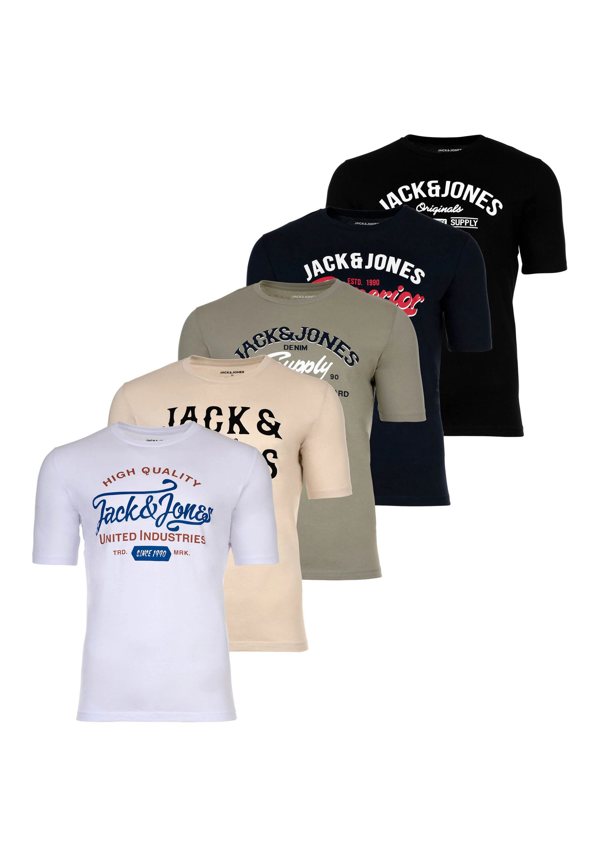 Jack & Jones T-Shirt "T-Shirt JJLEOGRA TEE CREW NECK 5PK 5er Pack" günstig online kaufen