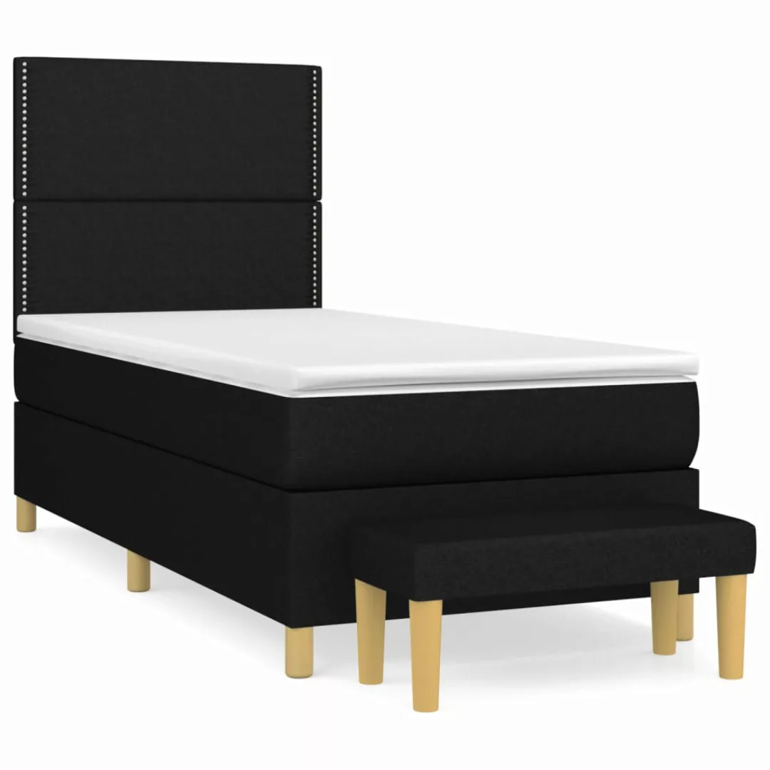 Vidaxl Boxspringbett Mit Matratze Schwarz 90x200 Cm Stoff günstig online kaufen