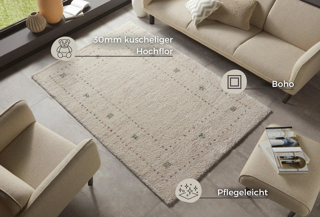 HANSE Home Hochflor-Teppich »TEO«, rechteckig, 30 mm Höhe, Shaggy, Flokati, günstig online kaufen