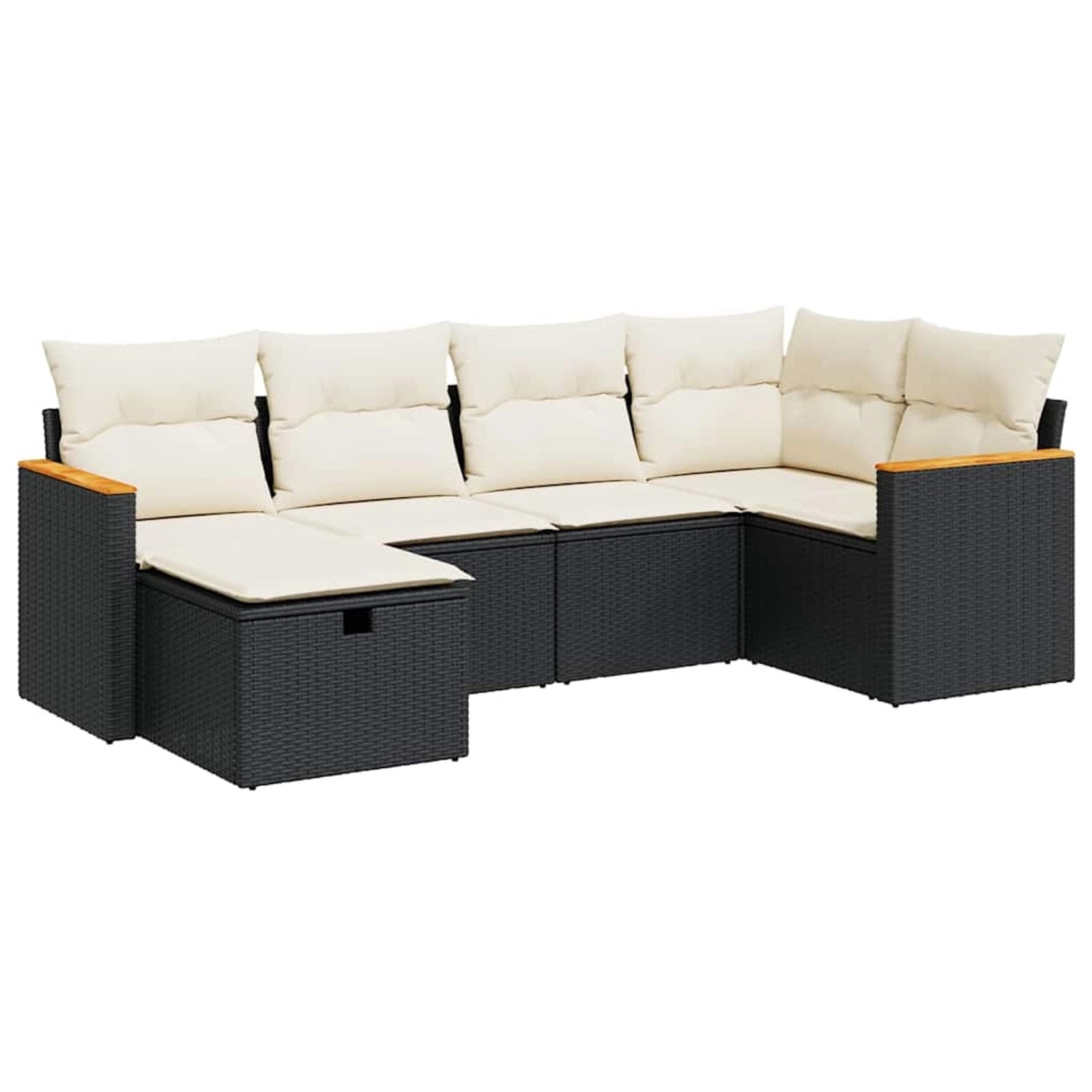 vidaXL 6-Tlg Garten-Sofagarnitur mit Kissen Schwarz Poly Rattan 3325913 günstig online kaufen