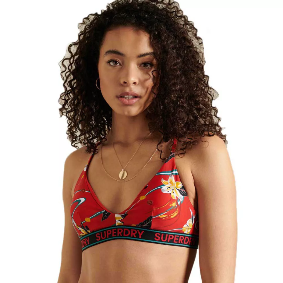 Superdry Logo Surf Bikini Bikini Oberteil M Red Lily AOP günstig online kaufen