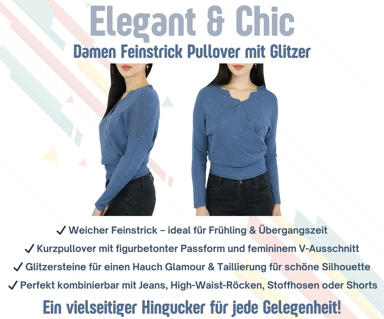 dy_mode V-Ausschnitt-Pullover Damen Feinstrick Pullover mit günstig online kaufen