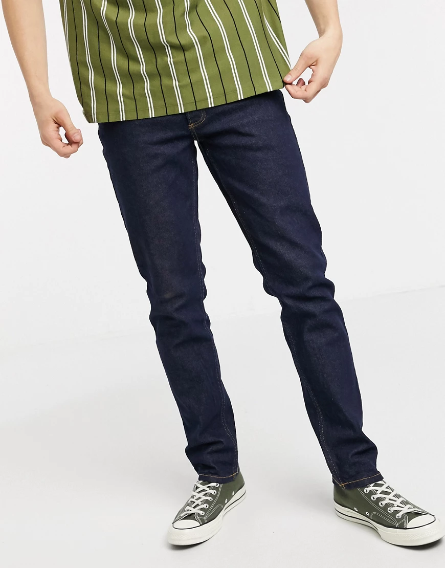 Topman – Schmale Stretch-Jeans aus unbehandeltem Denim und Bio-Baumwollmisc günstig online kaufen