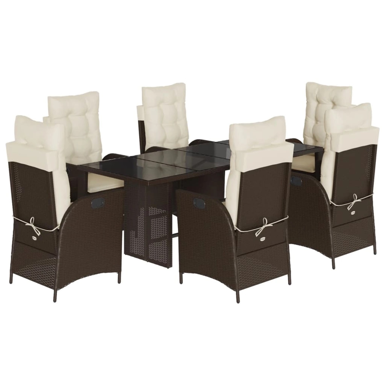 vidaXL 7-Tlg Garten-Essgruppe mit Kissen Braun Poly Rattan 3213118 günstig online kaufen