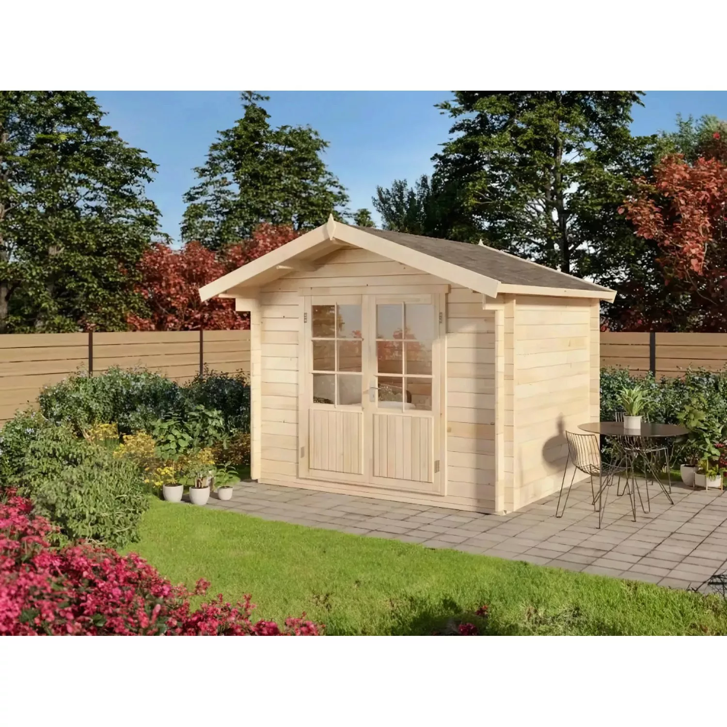 Alpholz Gartenhaus Roger-3 Satteldach 370 cm x 410 cm Natur günstig online kaufen