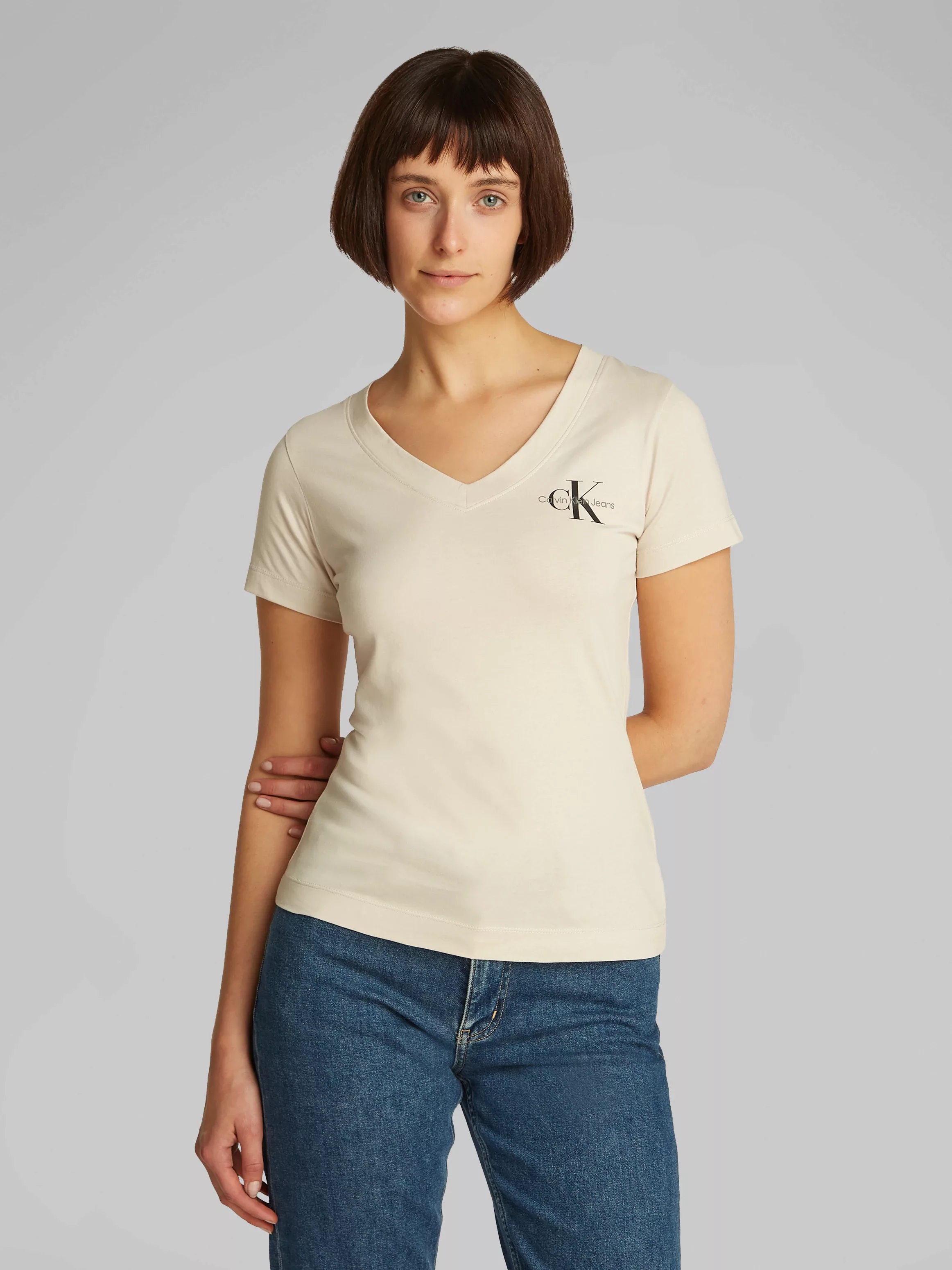 Calvin Klein Jeans T-Shirt "2-PACK MONOLOGO V-NECK TEE", mit Logomarkenlabe günstig online kaufen