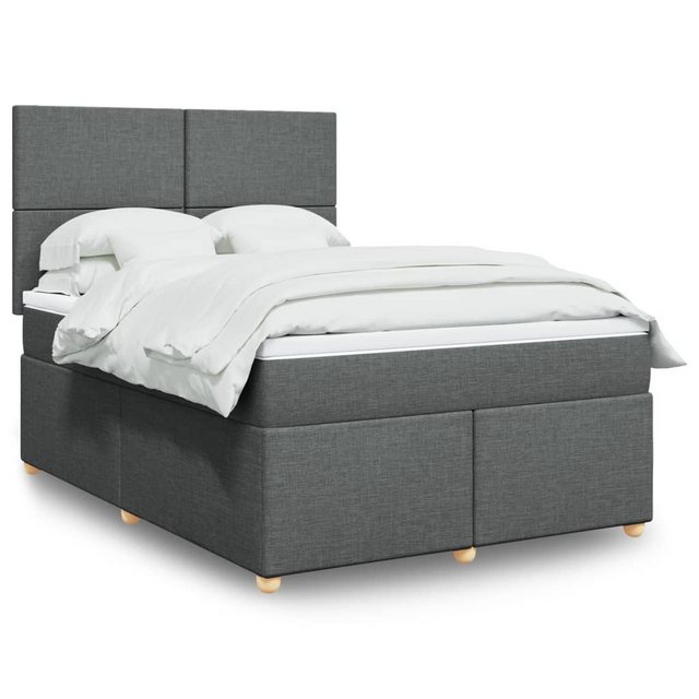 vidaXL Boxspringbett, Boxspringbett mit Matratze Dunkelgrau 140x200 cm Stof günstig online kaufen