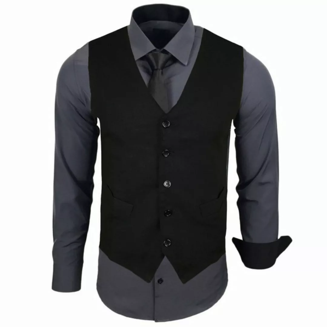 Baxboy Langarmhemd Baxboy Langarmhemd Herren-Hemd Slim-Fit Hemd + Weste + K günstig online kaufen