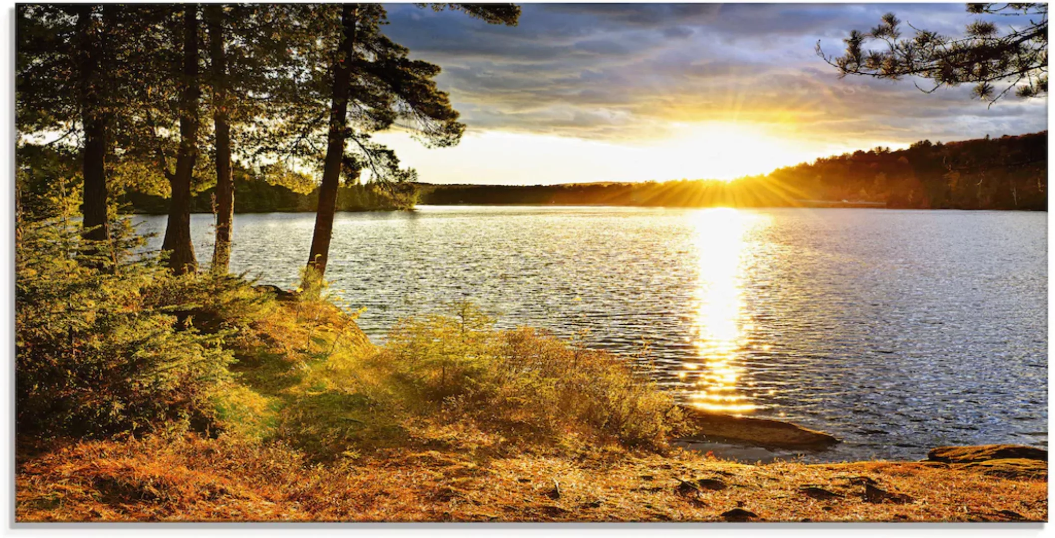 Artland Glasbild "Sonnenuntergang über See Algonquin Park", Sonnenaufgang & günstig online kaufen