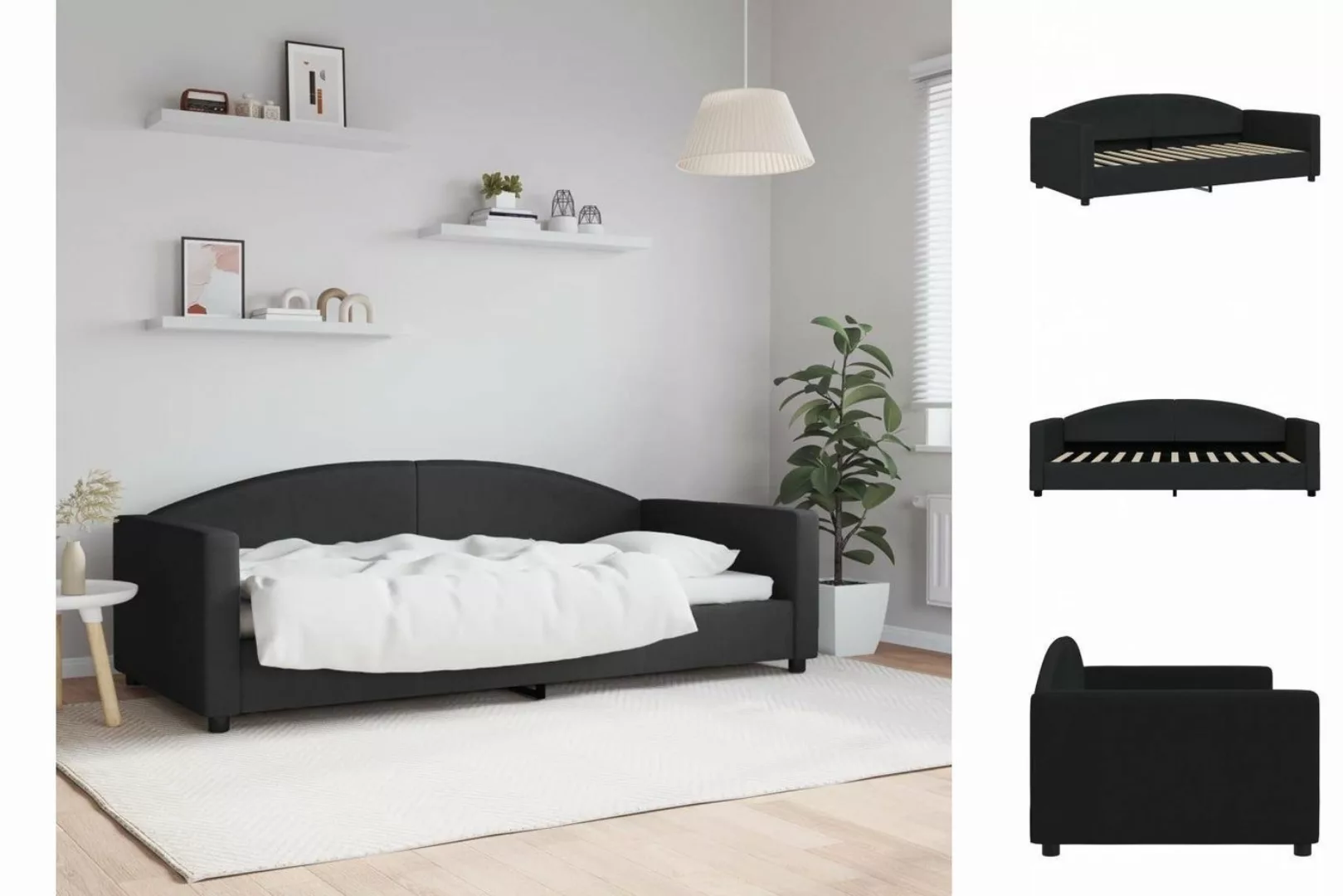 vidaXL Gästebett Tagesbett Schwarz 90x200 cm Stoff Gästebett Gästecouch Gäs günstig online kaufen