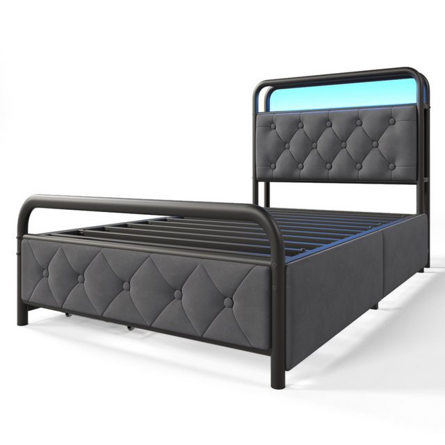 WISHDOR Polsterbett Metallbett Stauraumbett (Einzelbett, 90×200CM, mit Bett günstig online kaufen