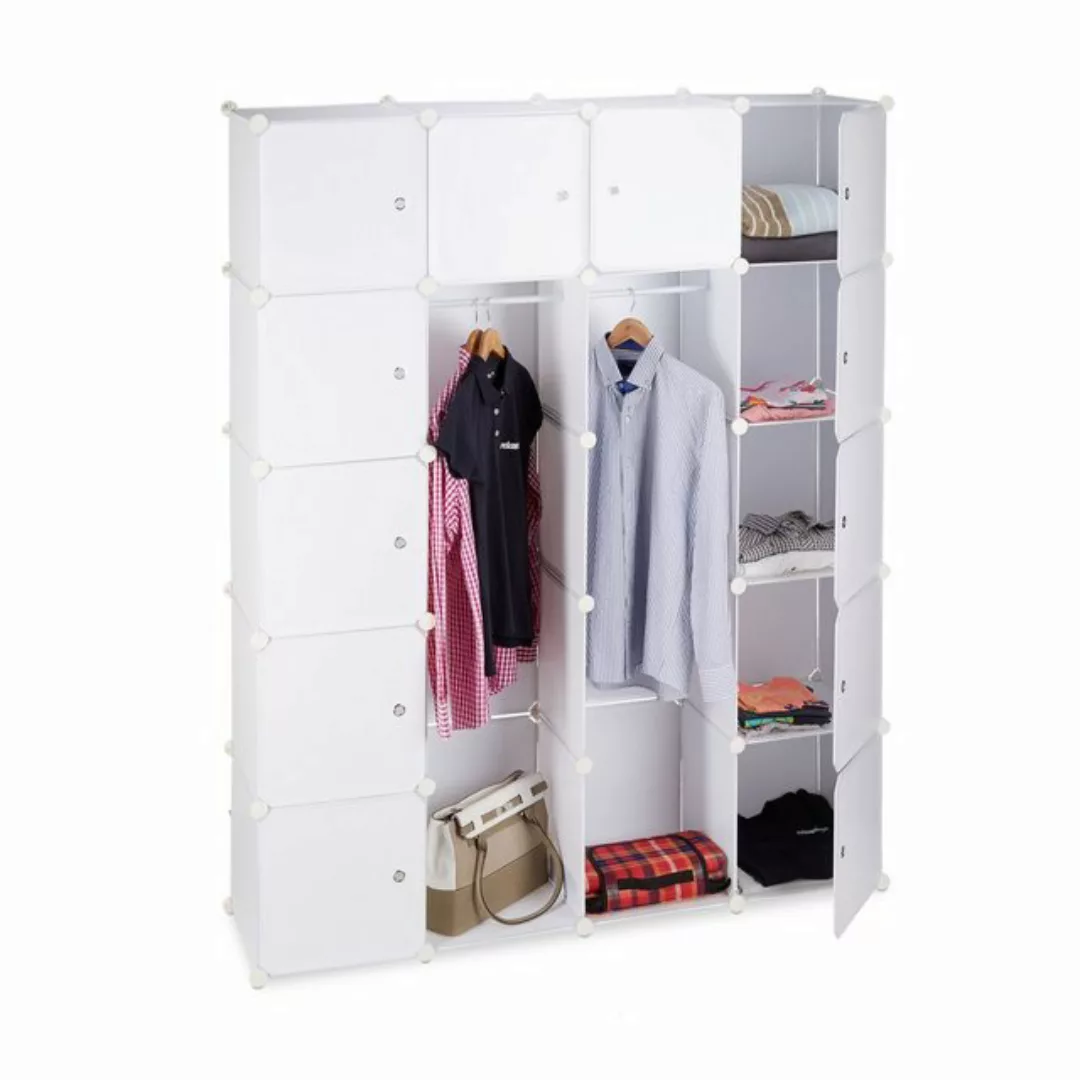 relaxdays Kleiderschrank Kleiderschrank Stecksystem 14 Fächer Weiß günstig online kaufen