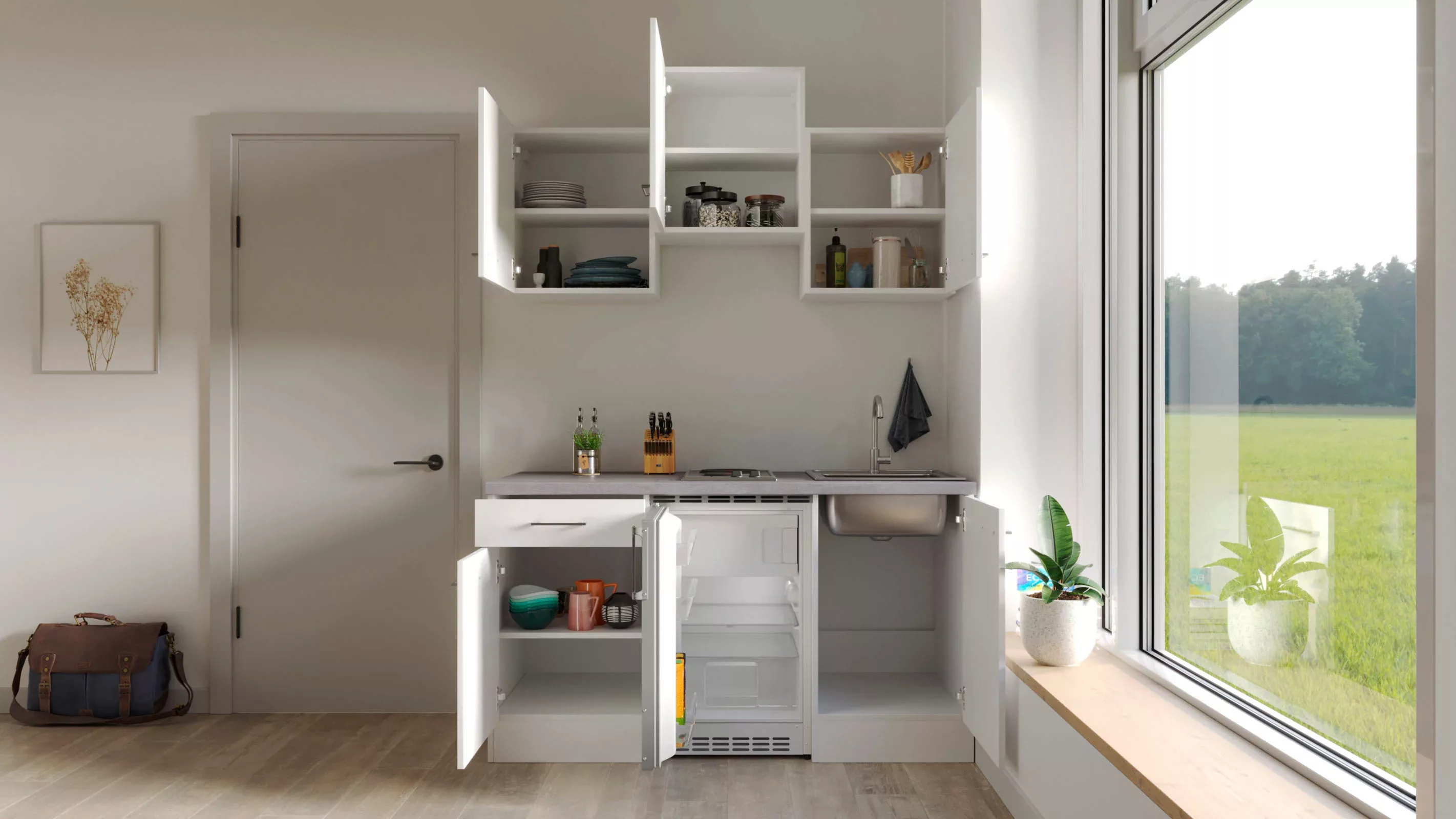 Flex-Well Küche "Kopenhagen", Breite 150,5 cm, mit Unterbau-Kühlschrank, Ko günstig online kaufen