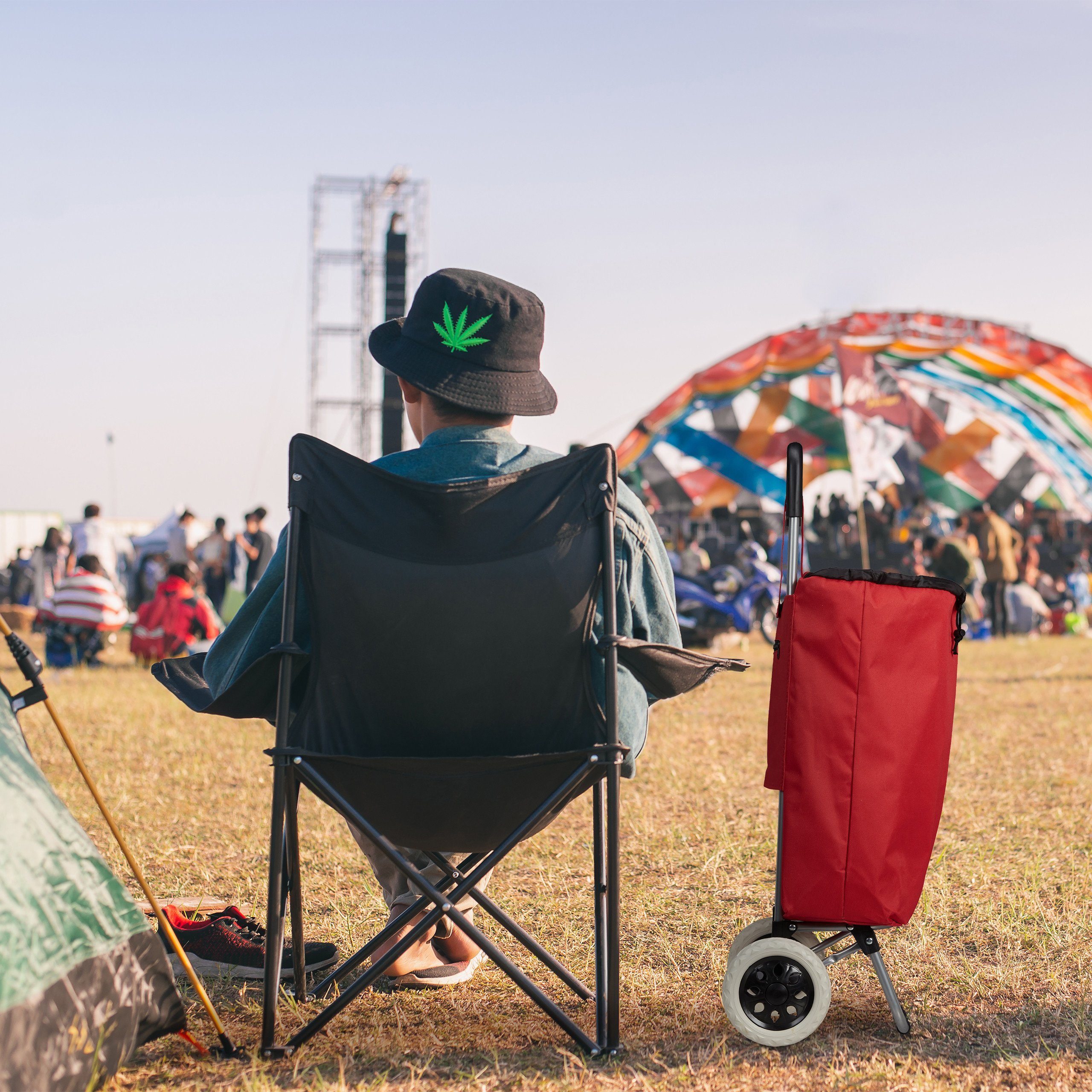 relaxdays Einkaufstrolley klappbar, Rot günstig online kaufen