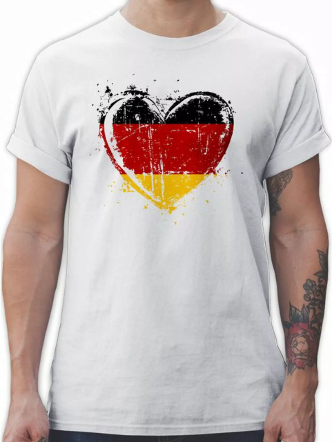 Shirtracer T-Shirt Deutschland Herz Motiv, Schwarz Rot Gold, Germany 2024 F günstig online kaufen