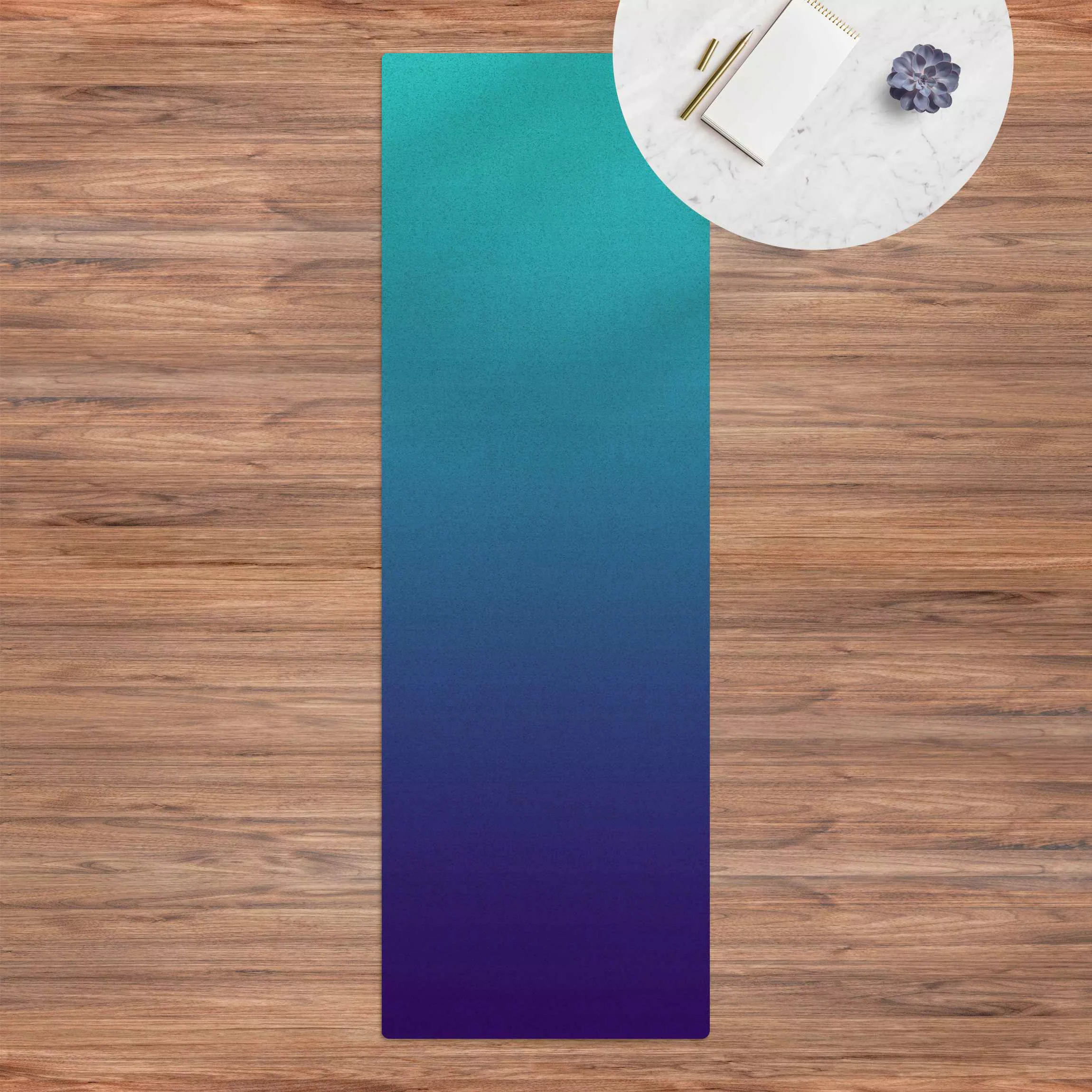 Kork-Teppich Farbverlauf Meerblau günstig online kaufen