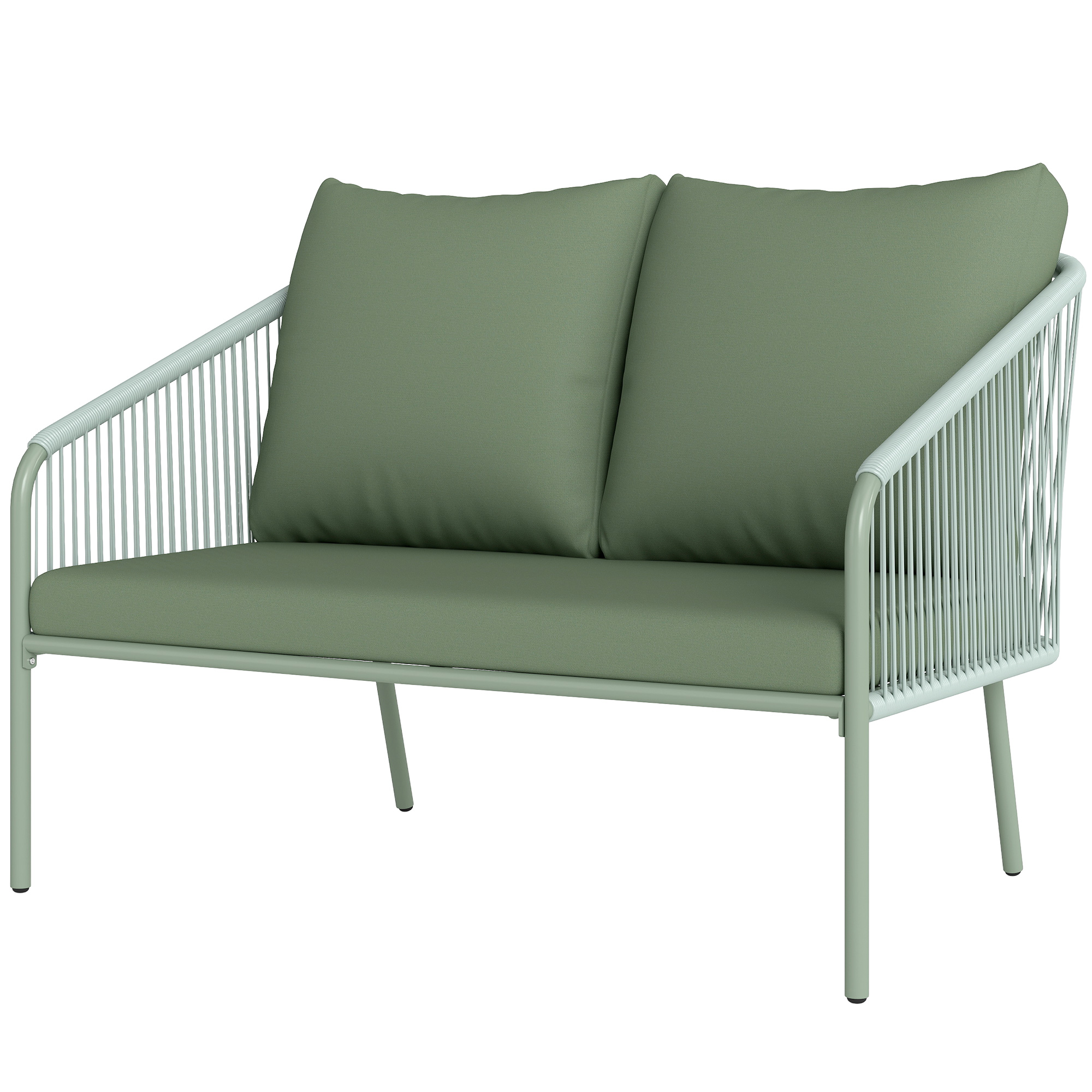 Outsunny Gartensofa mit Kissen 2-Sitzer Rattan Sofa Lounge Sofa Outdoor Bal günstig online kaufen