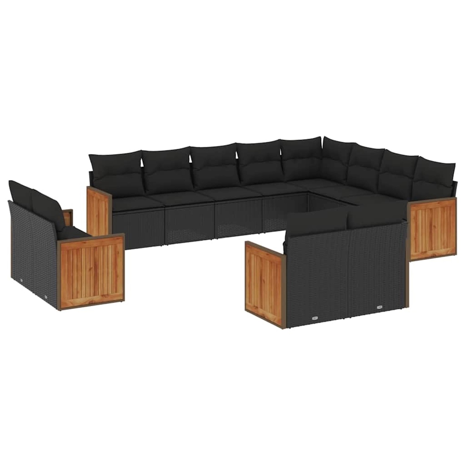 vidaXL 12-Tlg Garten-Sofagarnitur mit Kissen Schwarz Poly Rattan 3260592 günstig online kaufen