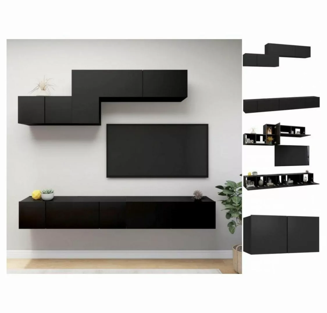 vidaXL TV-Schrank 6-tlg TV-Schrank-Set Schwarz Spanplatte günstig online kaufen