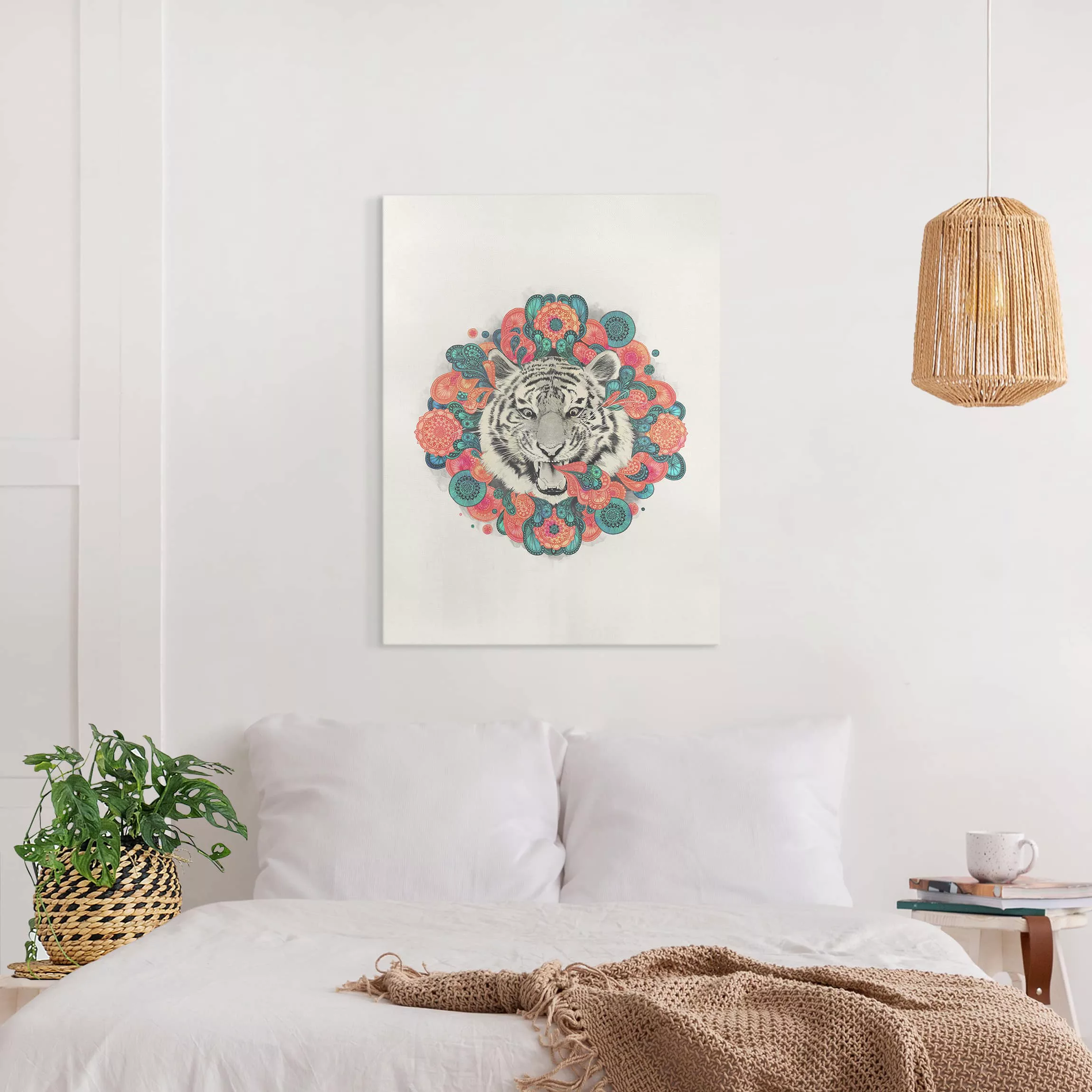 Leinwandbild - Hochformat Illustration Tiger Zeichnung Mandala Paisley günstig online kaufen