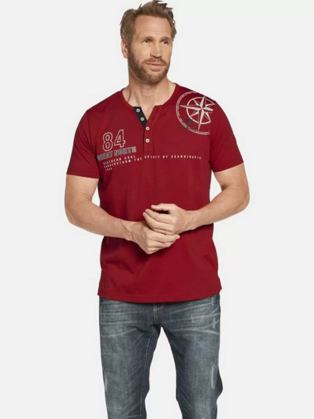 Jan Vanderstorm T-Shirt LINDRAD im Baseball-Look günstig online kaufen