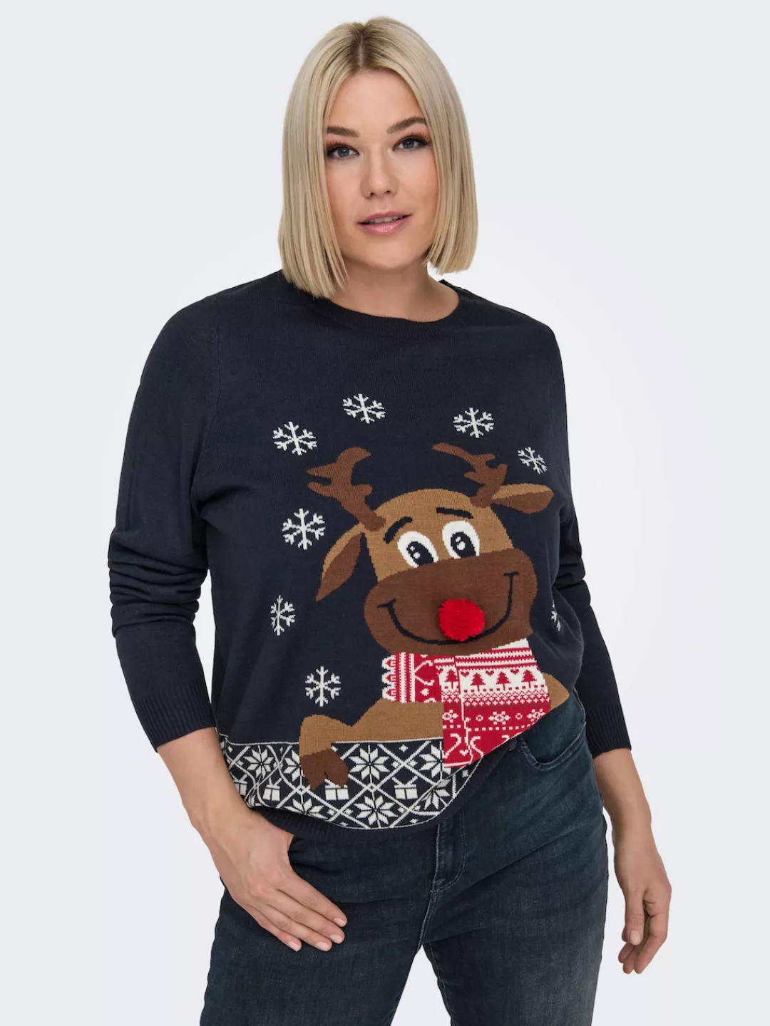 ONLY CARMAKOMA Weihnachtspullover "CARXMAS LS O-NECK MIX DETAIL BOX KNT" günstig online kaufen