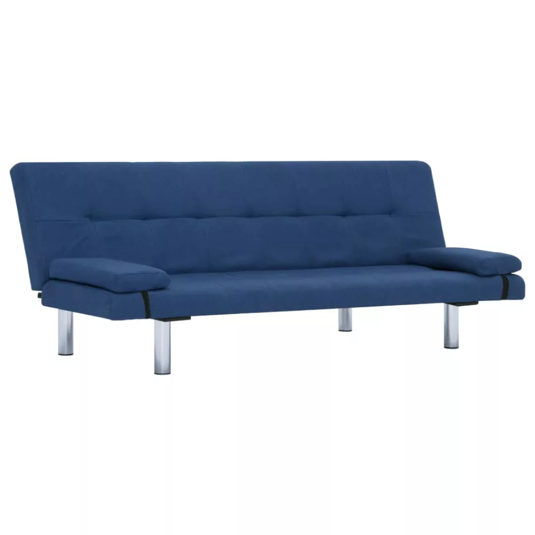 Schlafsofa Mit Zwei Kissen Blau Polyester günstig online kaufen