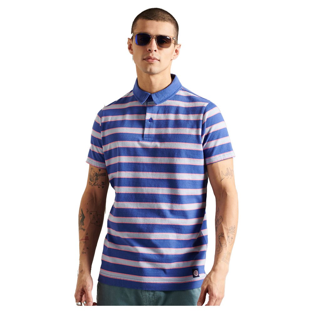 Superdry Academy Stripe Kurzarm-poloshirt M Blue Multi günstig online kaufen