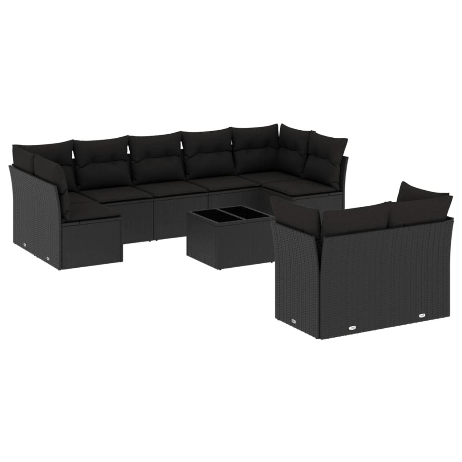 vidaXL 10-tlg Garten-Sofagarnitur mit Kissen Schwarz Poly Rattan Modell 26 günstig online kaufen