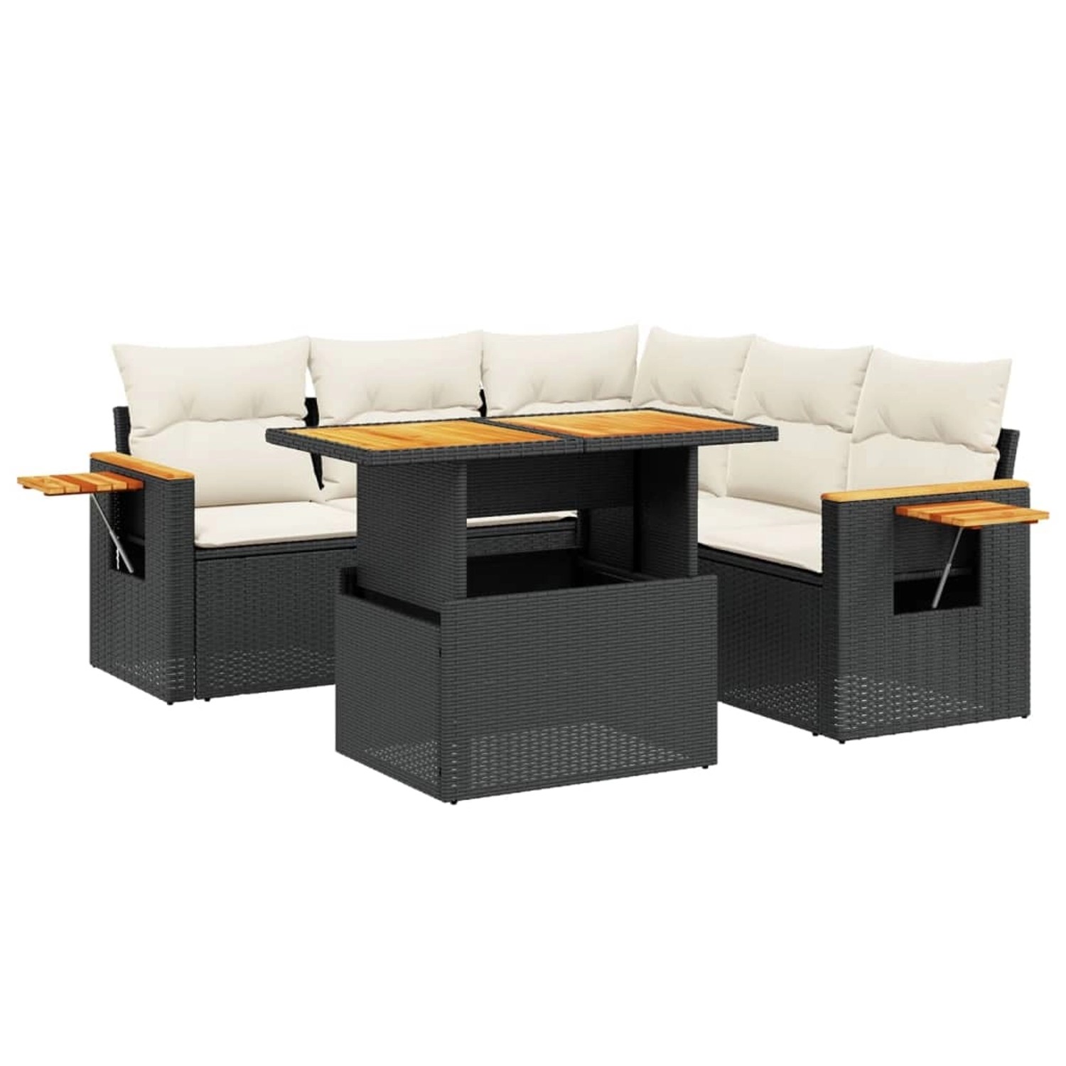 vidaXL 6-Tlg Garten-Sofagarnitur mit Kissen Schwarz Poly Rattan 3273513 günstig online kaufen