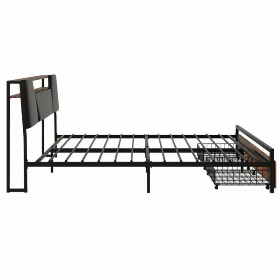 REDOM Stauraumbett Doppelbett, Bett mit farblich veränderbarem Ambientelich günstig online kaufen