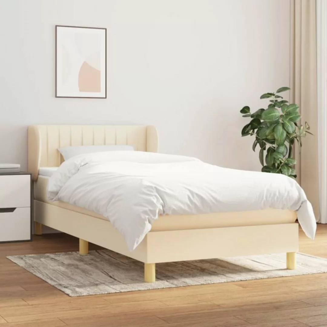 vidaXL Bettgestell Boxspringbett mit Matratze Creme 80x200 cm Stoff Bett Be günstig online kaufen