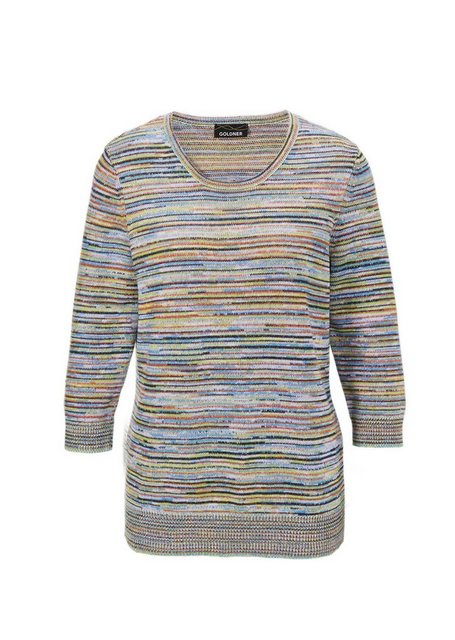 GOLDNER Strickpullover Kurzgröße: Kombistarker Multicolor-Ringelpullover günstig online kaufen