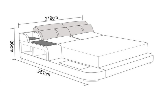 Xlmoebel Bett Modernes Doppelbett aus Leder mit USB-Anschluss, Luxus-Polste günstig online kaufen