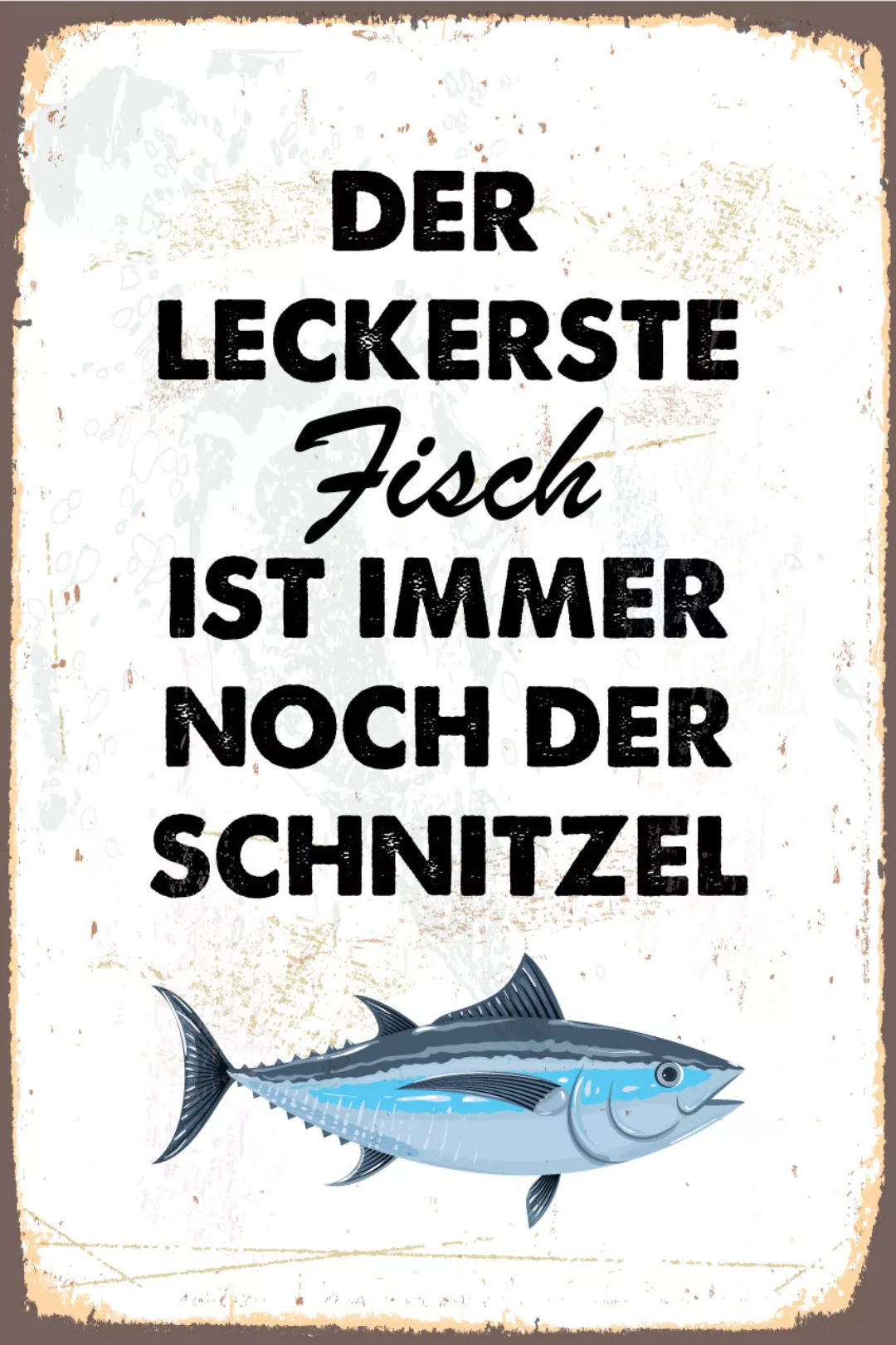 queence Metallbild "Schnitzelfisch", Schriftzüge, (1 St.), Stahlschilder günstig online kaufen