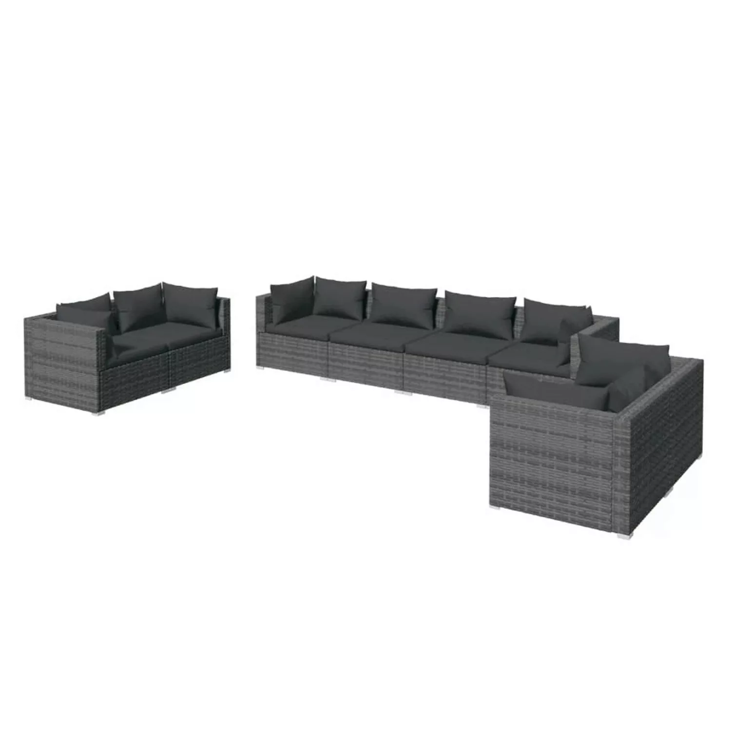 Vidaxl 8-tlg. Garten-lounge-set Mit Kissen Poly Rattan Grau günstig online kaufen