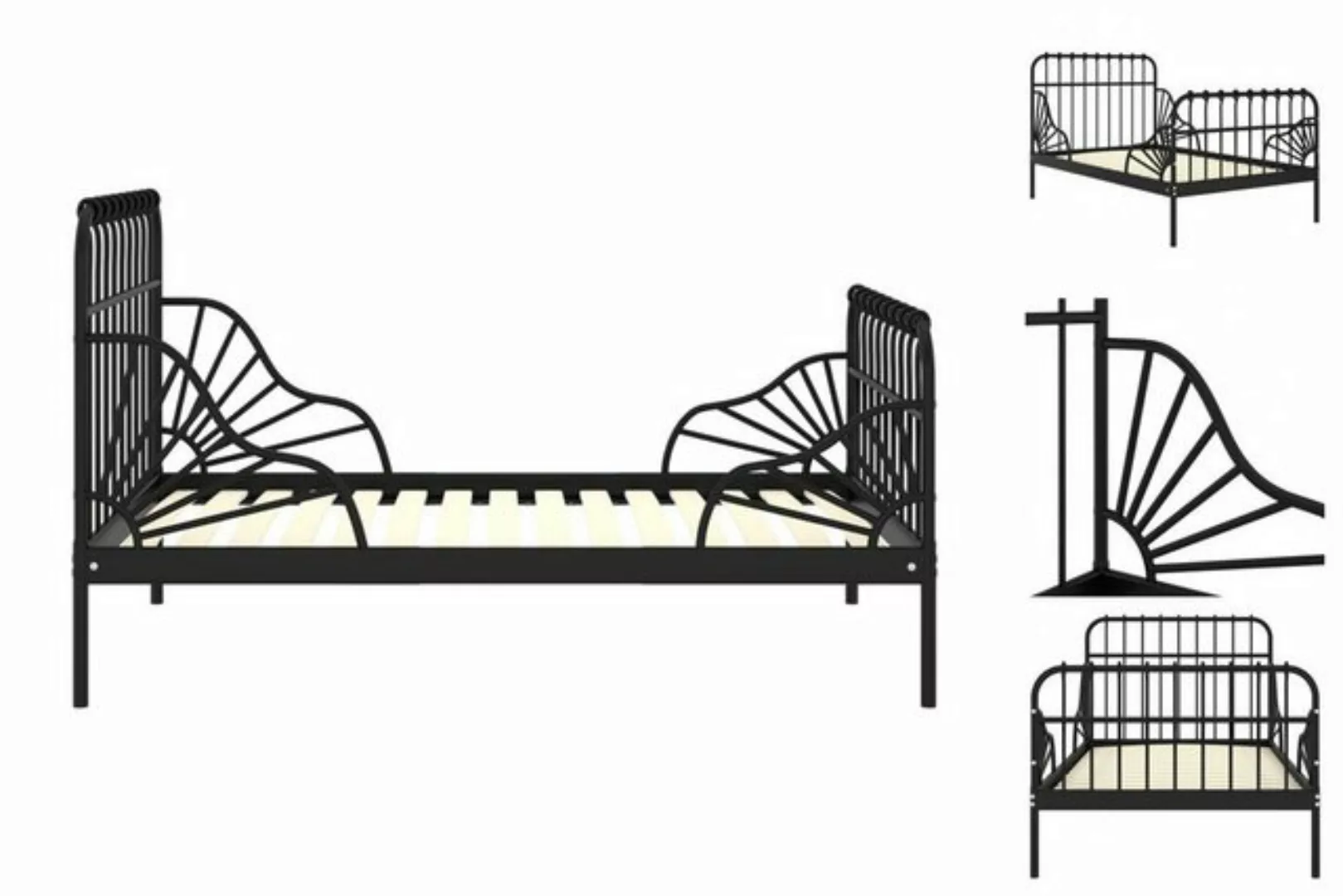 vidaXL Bettgestell Ausziehbett Schwarz Metall 80x130 200 cm Bett Bettrahmen günstig online kaufen