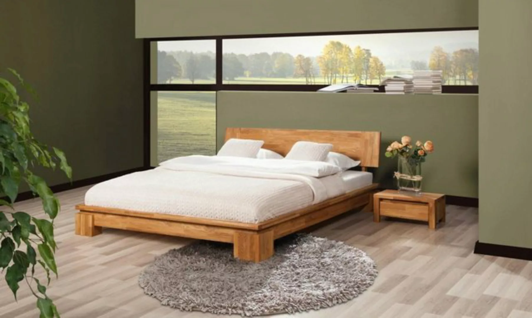 Natur24 Einzelbett Bett Tinci 1 niedrige Höhe 160x210 Wildeiche massiv mit günstig online kaufen