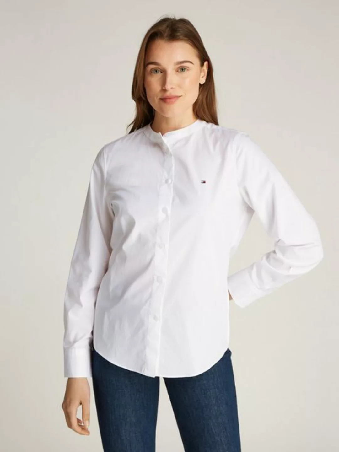 Tommy Hilfiger Shirtbluse "COLLARLESS POPLIN REGULAR SHIRT", mit Tommy Hilf günstig online kaufen