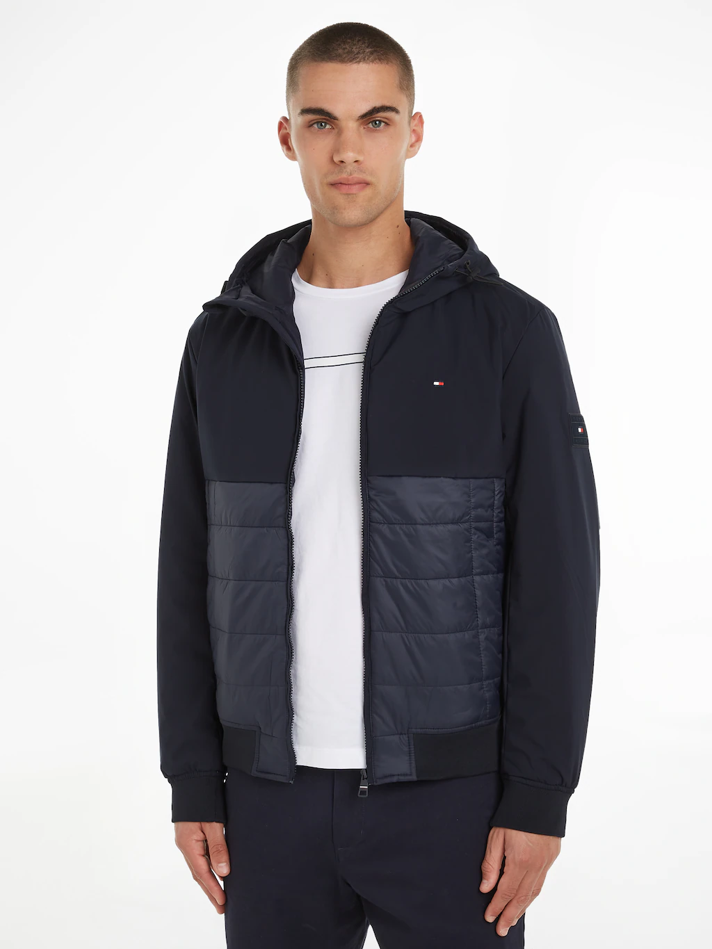 Tommy Hilfiger Steppjacke "CL MIX MEDIA HOODED JACKET", mit Kapuze günstig online kaufen