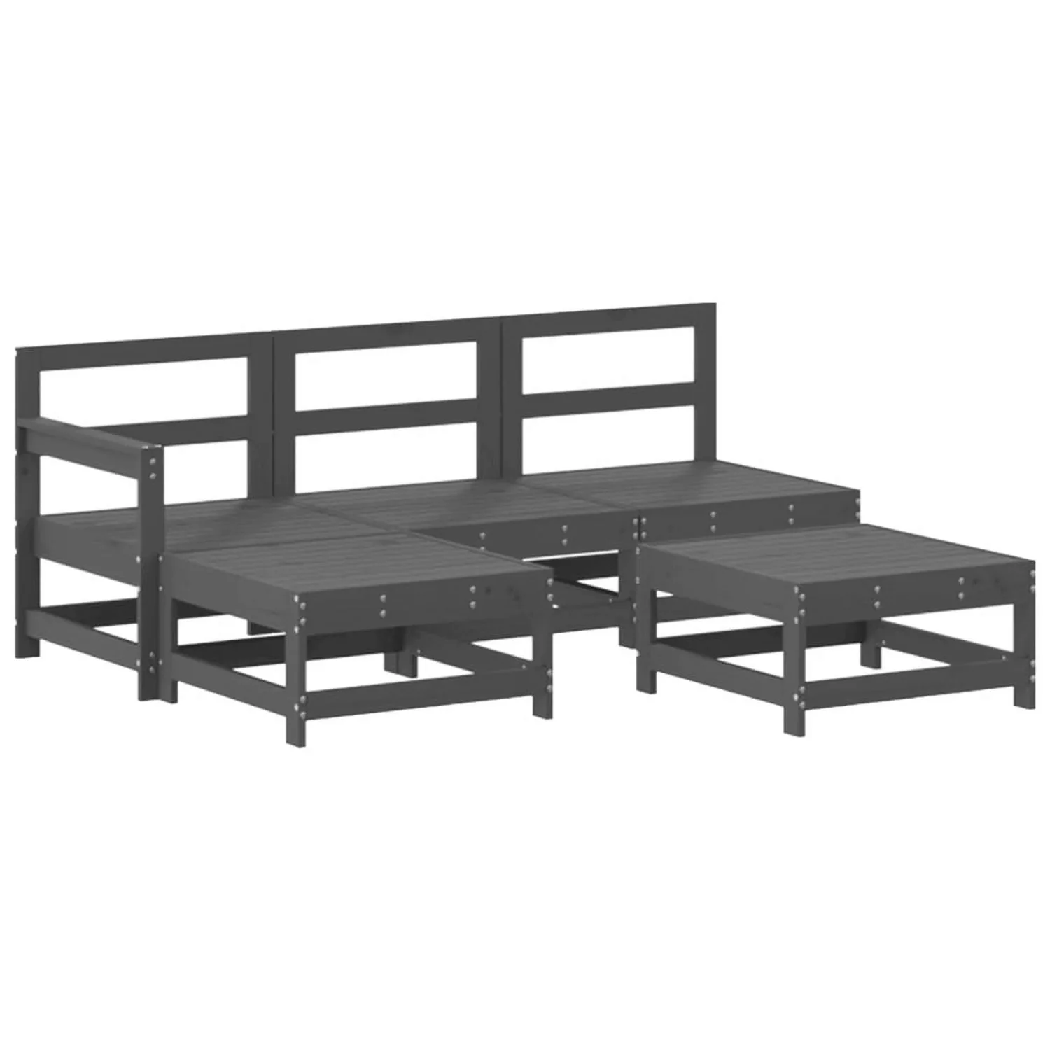 vidaXL 5-tlg Garten-Lounge-Set Grau Massivholz Kiefer Modell 7 günstig online kaufen