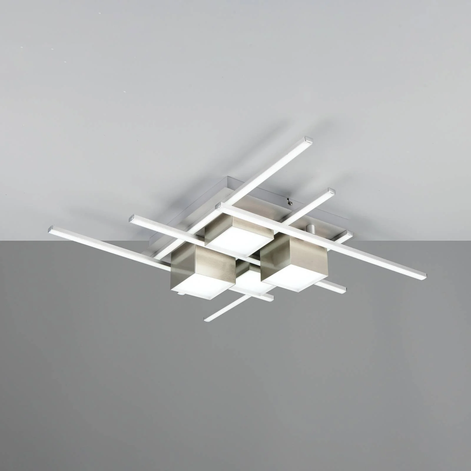 LED-Deckenlampe Roger, nickel matt, Metall, CCT, Fernbed. günstig online kaufen