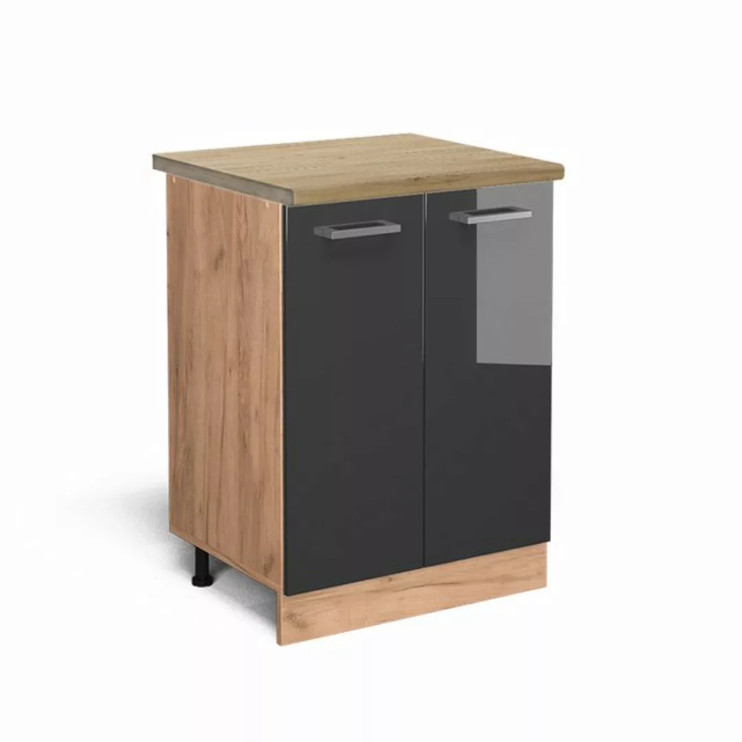 Vicco Unterschrank R-Line, Anthrazit Hochglanz/Goldkraft Eiche, 60 cm, AP E günstig online kaufen