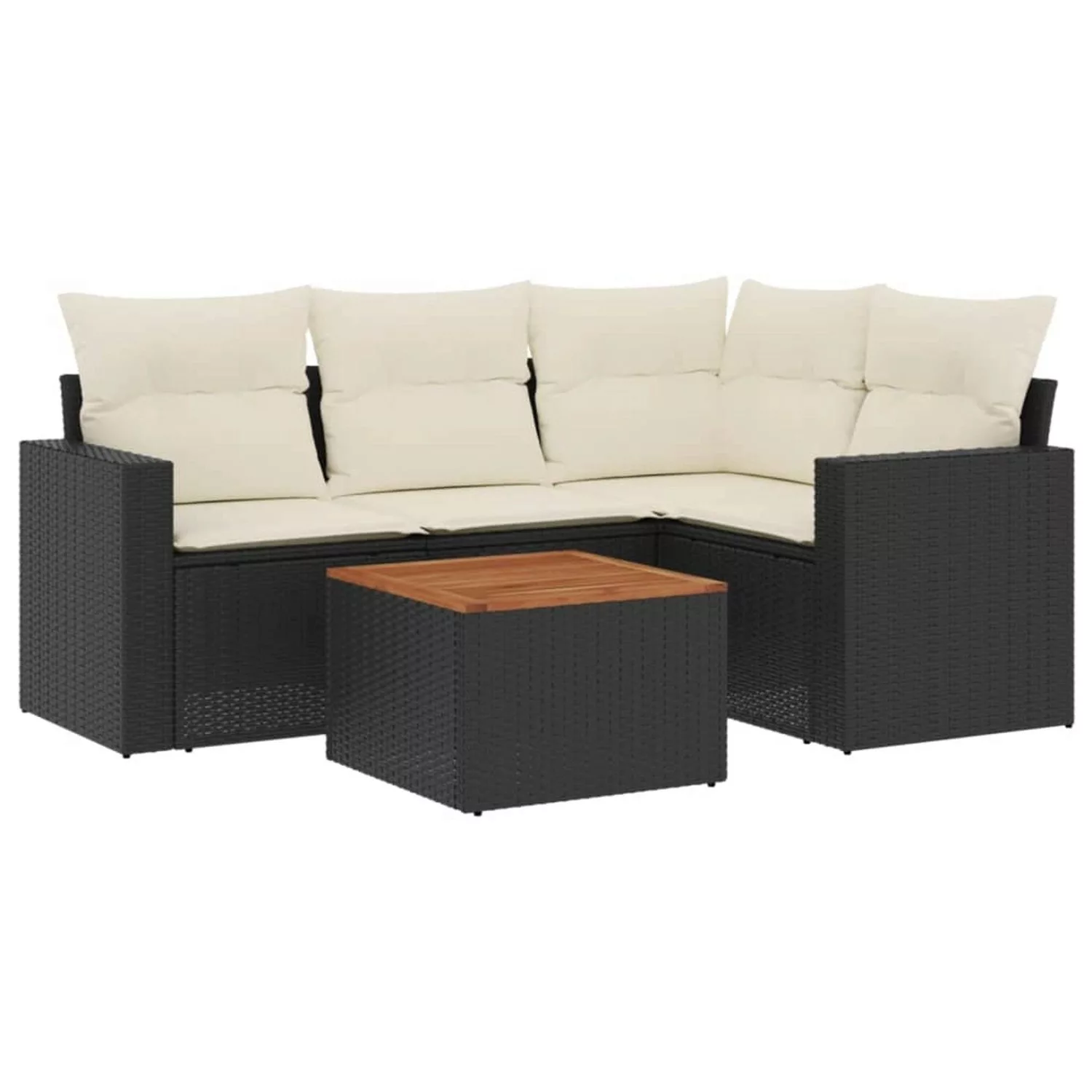 vidaXL 5-tlg Garten-Sofagarnitur mit Kissen Schwarz Poly Rattan Modell 96 günstig online kaufen