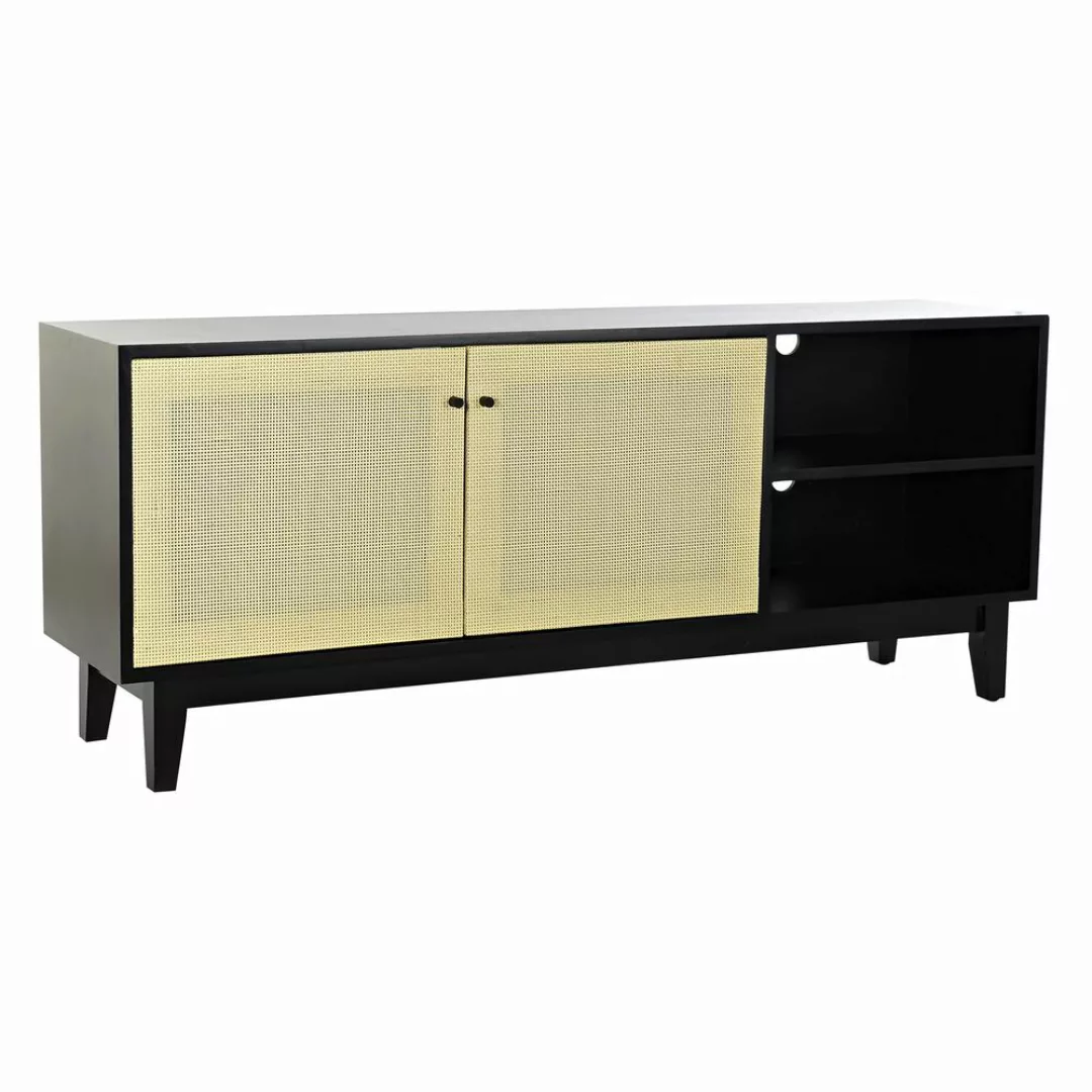 Tv-möbel Dkd Home Decor Schwarz Tanne Rattan (160 X 65 X 38 Cm) günstig online kaufen